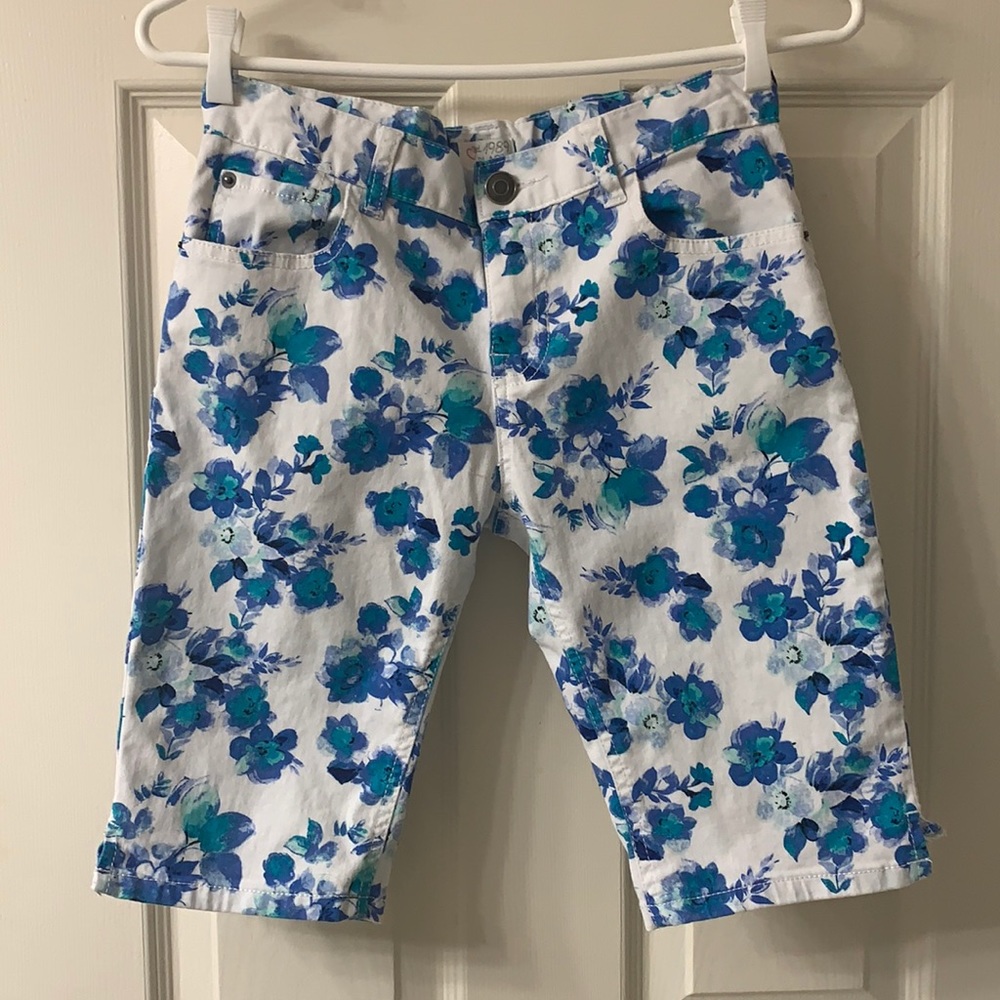 🌷3 for$25🌷1989 Place, US 14 (Kid’s) White, Blue & Turquoise Floral Shorts - Picture 3 of 11